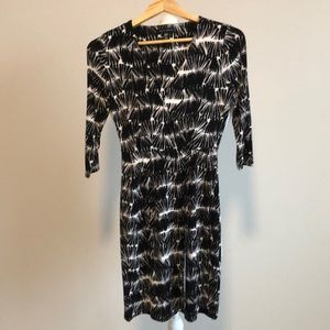XS Faux Wrap Dress in Black & White